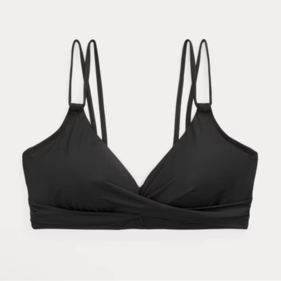 Lauren Ralph Lauren Swim Suit Bikini Top Twist Front Black Size 4 - Picture 11 of 12